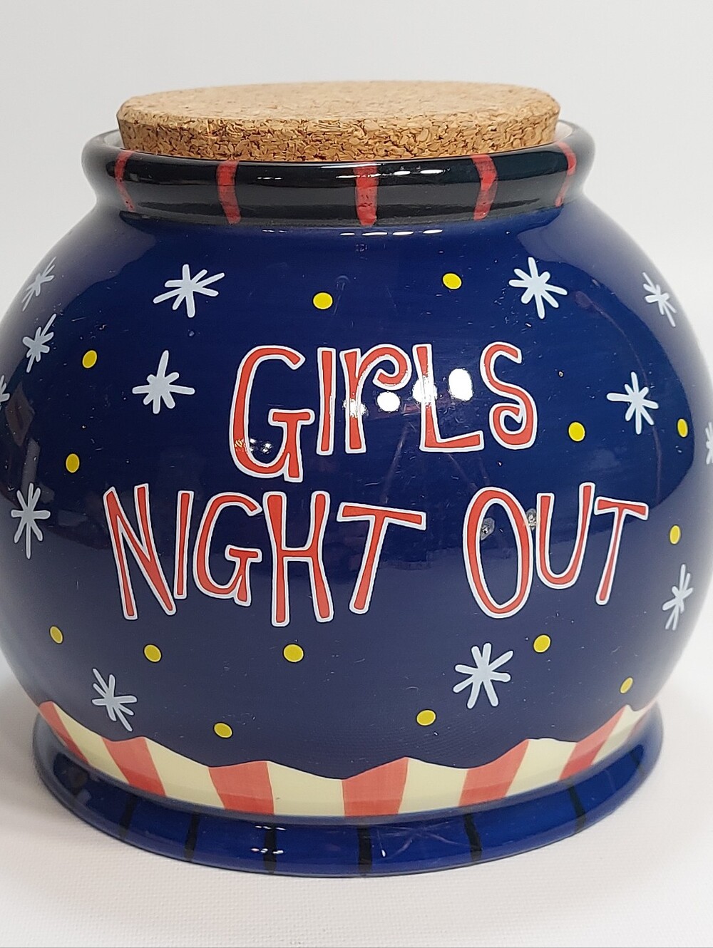 Bella Casa GANZ Blue Girls Night Out Ceramic Money Jar With Cork Top